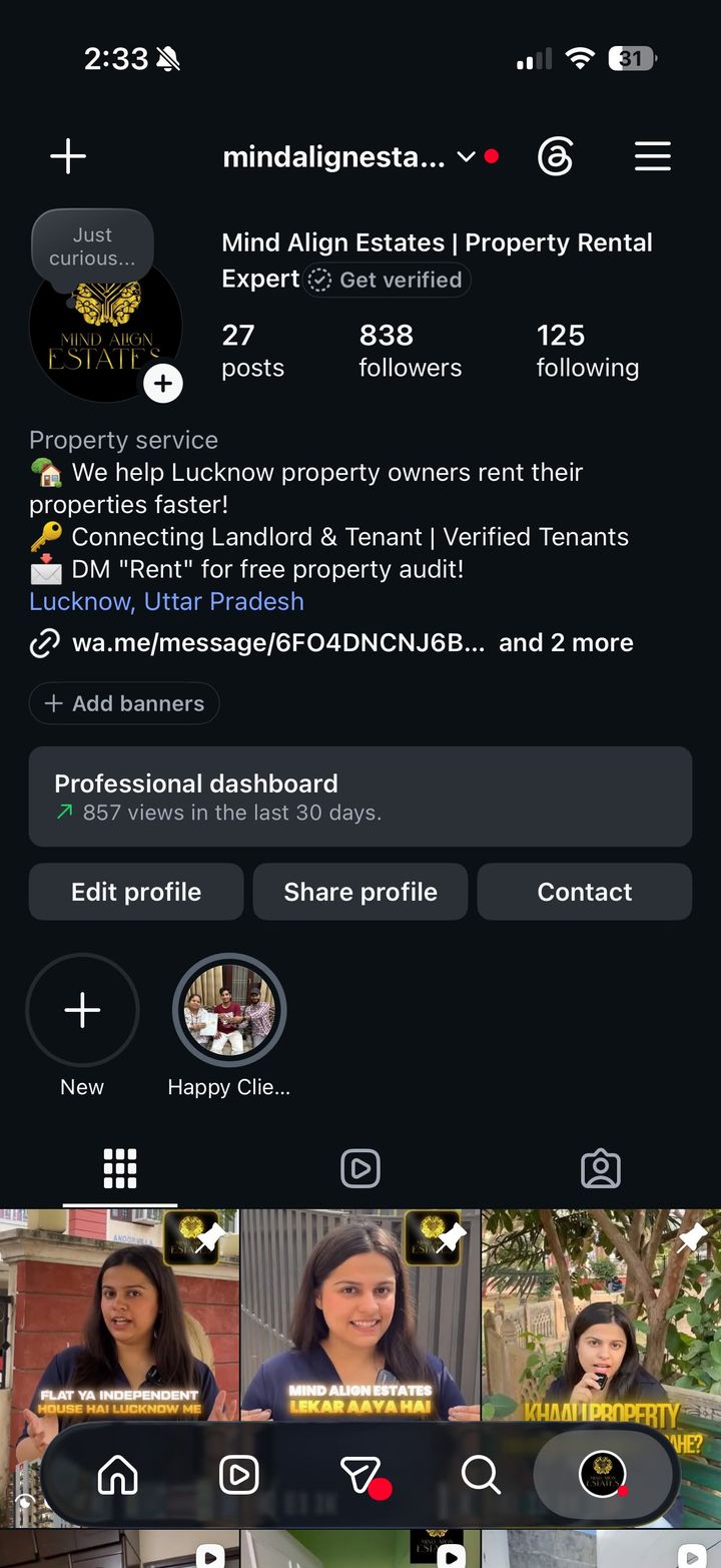 Instagram profile screenshot of @mindalignestates